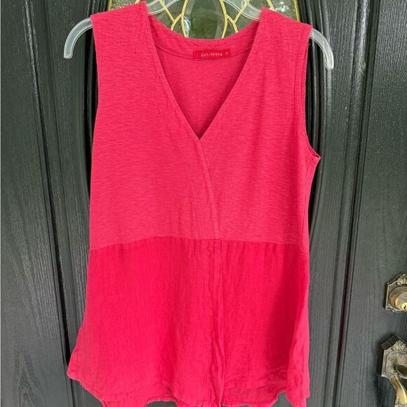 Cut-Loose Linen Sleeveless Top. Two-Tone Pink. Size S. - Picture 1 of 3